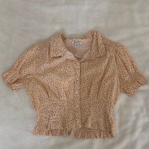 American Eagle Outfitters Orange Floral Blouse